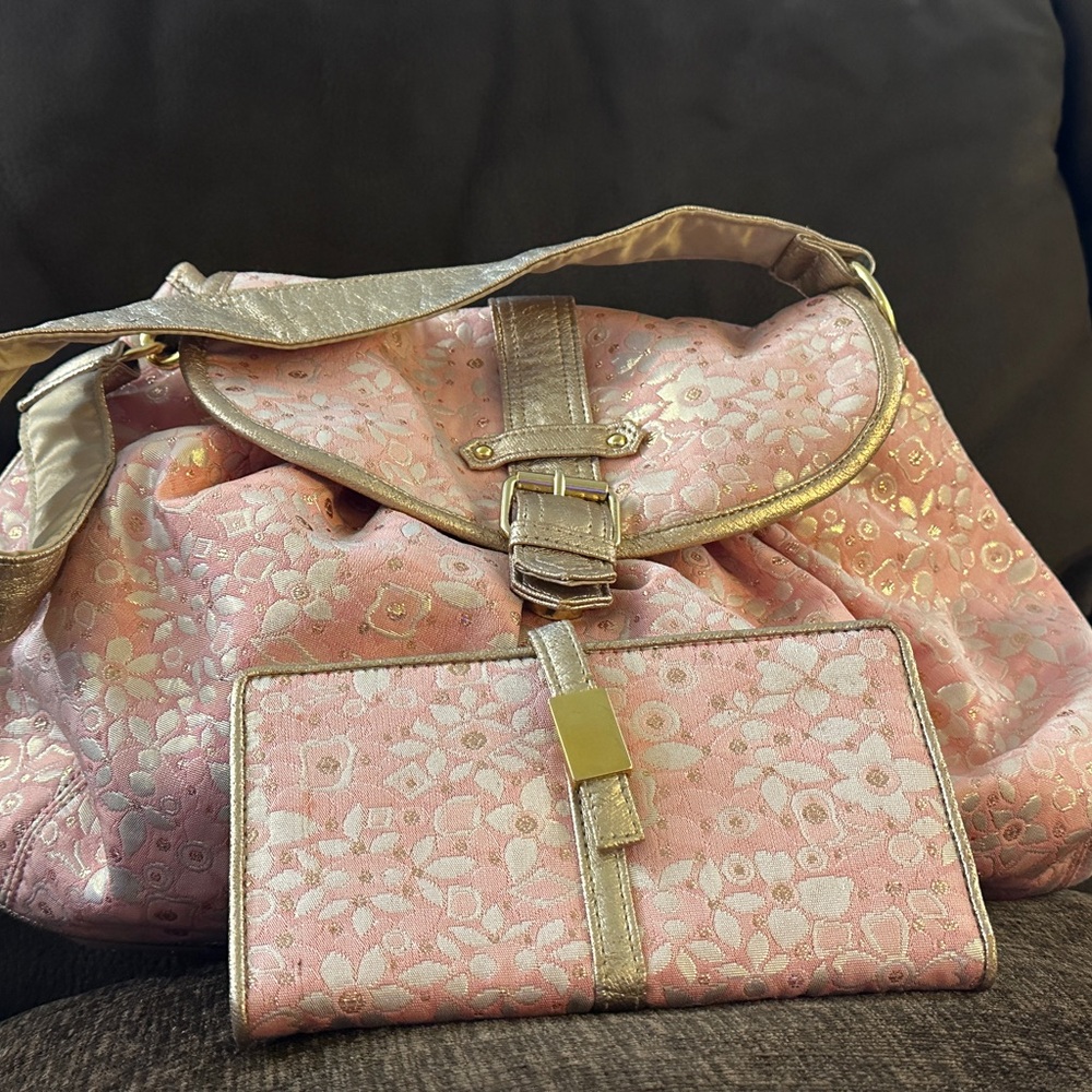 Old navy Pink and Gold Floral Women's Bag Set